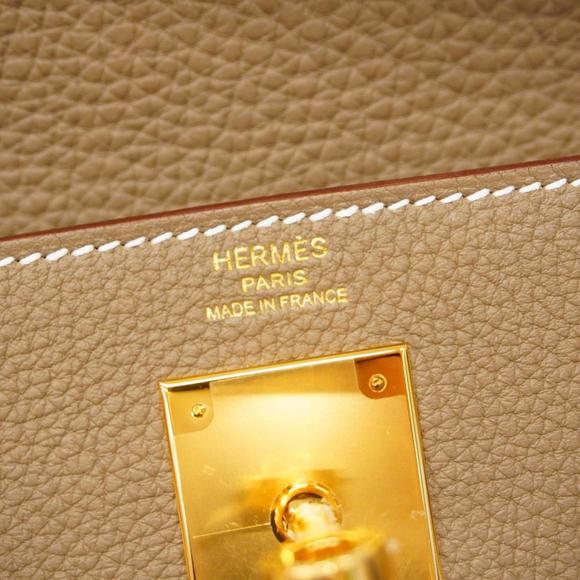 Hermes Handbag Kelly 28 B Engraved Togo Etoupe Ladies - Picture 5 of 6
